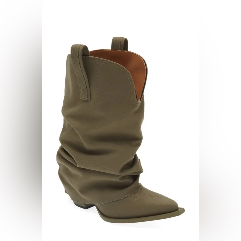R13 Olive low rider slouchy Ankle Boots western boho rodeo - Picture 2 of 5